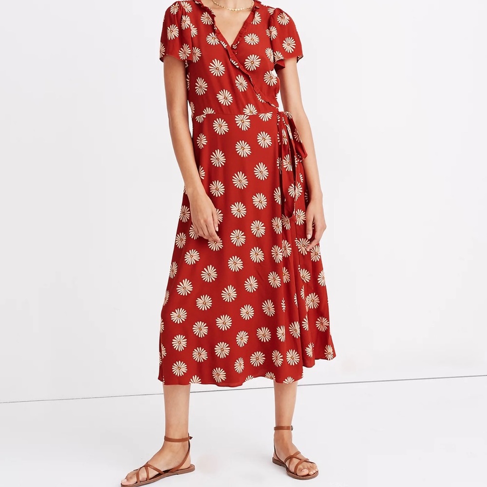 Madewell Floral wrap dress (red/cream) -Small